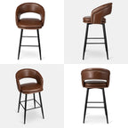 Ensemble de 2 tabourets de bar Glitzhome style moderne milieu du siècle, hauteur 40,5 pouces, revêtement en similicuir et garniture cloutée