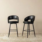 Ensemble de 2 tabourets de bar Glitzhome style moderne milieu du siècle, hauteur 40,5 pouces, revêtement en similicuir et garniture cloutée