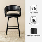 Ensemble de 2 tabourets de bar Glitzhome style moderne milieu du siècle, hauteur 40,5 pouces, revêtement en similicuir et garniture cloutée