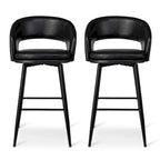 Ensemble de 2 tabourets de bar Glitzhome style moderne milieu du siècle, hauteur 40,5 pouces, revêtement en similicuir et garniture cloutée