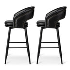 Ensemble de 2 tabourets de bar Glitzhome style moderne milieu du siècle, hauteur 40,5 pouces, revêtement en similicuir et garniture cloutée