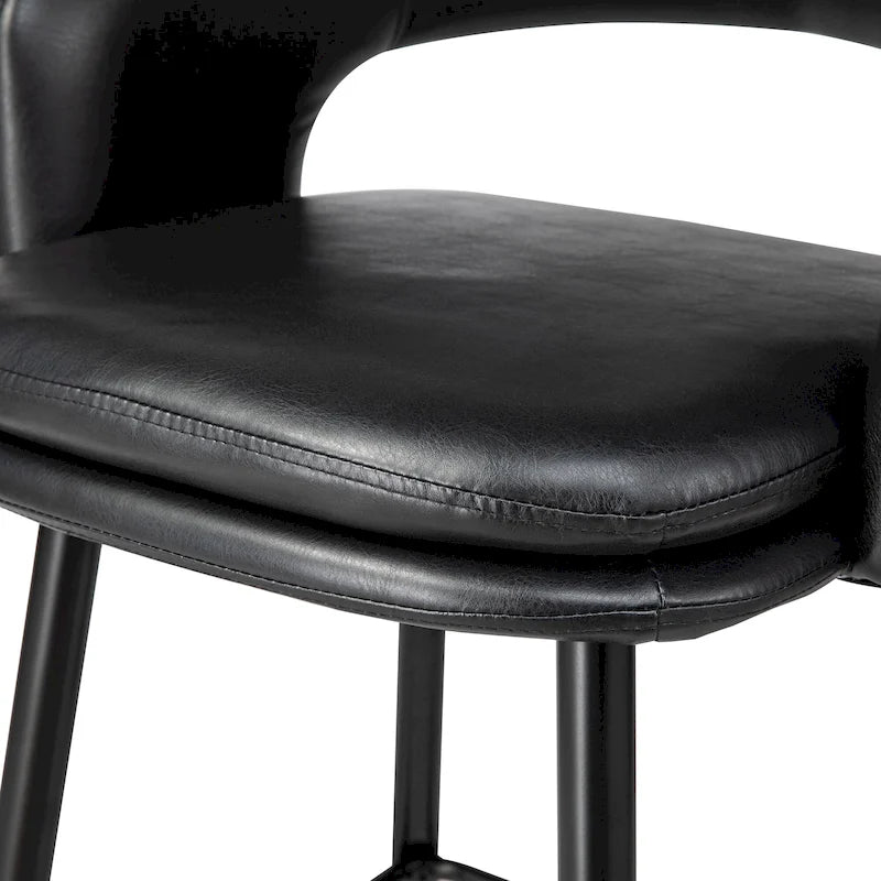 Ensemble de 2 tabourets de bar Glitzhome style moderne milieu du siècle, hauteur 40,5 pouces, revêtement en similicuir et garniture cloutée