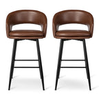Ensemble de 2 tabourets de bar Glitzhome style moderne milieu du siècle, hauteur 40,5 pouces, revêtement en similicuir et garniture cloutée