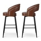 Ensemble de 2 tabourets de bar Glitzhome style moderne milieu du siècle, hauteur 40,5 pouces, revêtement en similicuir et garniture cloutée