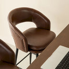 Ensemble de 2 tabourets de bar Glitzhome style moderne milieu du siècle, hauteur 40,5 pouces, revêtement en similicuir et garniture cloutée