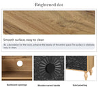 Porte à motif symétrique sculpté et cadre couleur bois pour meuble TV