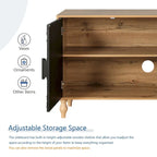 Porte à motif symétrique sculpté et cadre couleur bois pour meuble TV