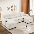 Canapé d'angle en forme de U Ouyessir en tissu chenille doux avec coussins double couche