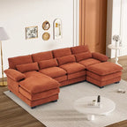 Canapé d'angle en forme de U Ouyessir en tissu chenille doux avec coussins double couche