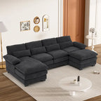 Canapé d'angle en forme de U Ouyessir en tissu chenille doux avec coussins double couche