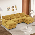 Canapé d'angle en forme de U Ouyessir en tissu chenille doux avec coussins double couche