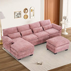 Canapé d'angle en forme de U Ouyessir en tissu chenille doux avec coussins double couche