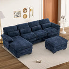 Canapé d'angle en forme de U Ouyessir en tissu chenille doux avec coussins double couche