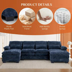 Canapé d'angle en forme de U Ouyessir en tissu chenille doux avec coussins double couche