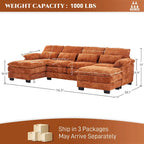Canapé d'angle en forme de U Ouyessir en tissu chenille doux avec coussins double couche
