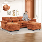Canapé d'angle en forme de U Ouyessir en tissu chenille doux avec coussins double couche