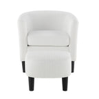 Fauteuil une place en velours côtelé avec repose-pieds ottoman