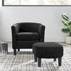 Fauteuil une place en velours côtelé avec repose-pieds ottoman