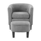 Fauteuil une place en velours côtelé avec repose-pieds ottoman