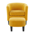 Fauteuil une place en velours côtelé avec repose-pieds ottoman