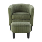 Fauteuil une place en velours côtelé avec repose-pieds ottoman