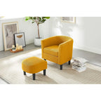 Fauteuil une place en velours côtelé avec repose-pieds ottoman