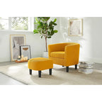 Fauteuil une place en velours côtelé avec repose-pieds ottoman