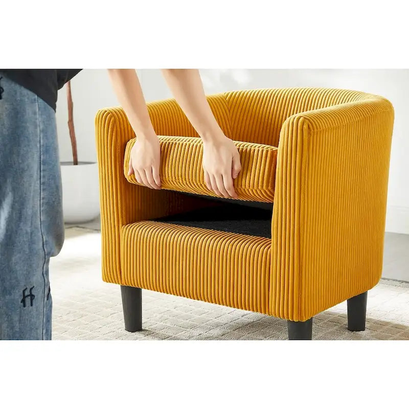 Fauteuil une place en velours côtelé avec repose-pieds ottoman