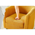 Fauteuil une place en velours côtelé avec repose-pieds ottoman
