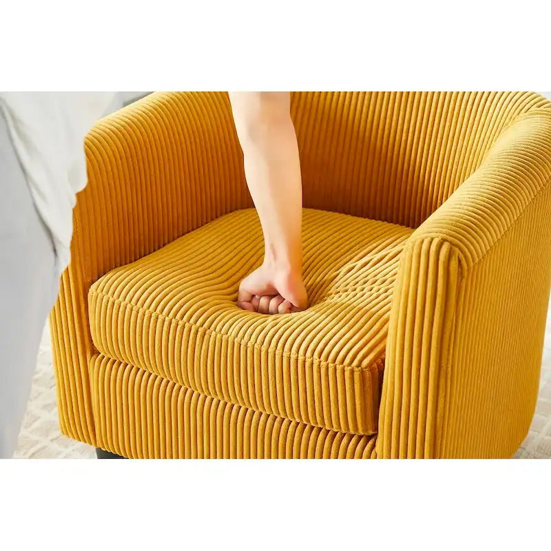 Fauteuil une place en velours côtelé avec repose-pieds ottoman