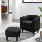 Fauteuil une place en velours côtelé avec repose-pieds ottoman