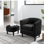 Fauteuil une place en velours côtelé avec repose-pieds ottoman