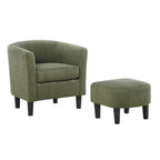 Fauteuil une place en velours côtelé avec repose-pieds ottoman