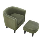 Fauteuil une place en velours côtelé avec repose-pieds ottoman