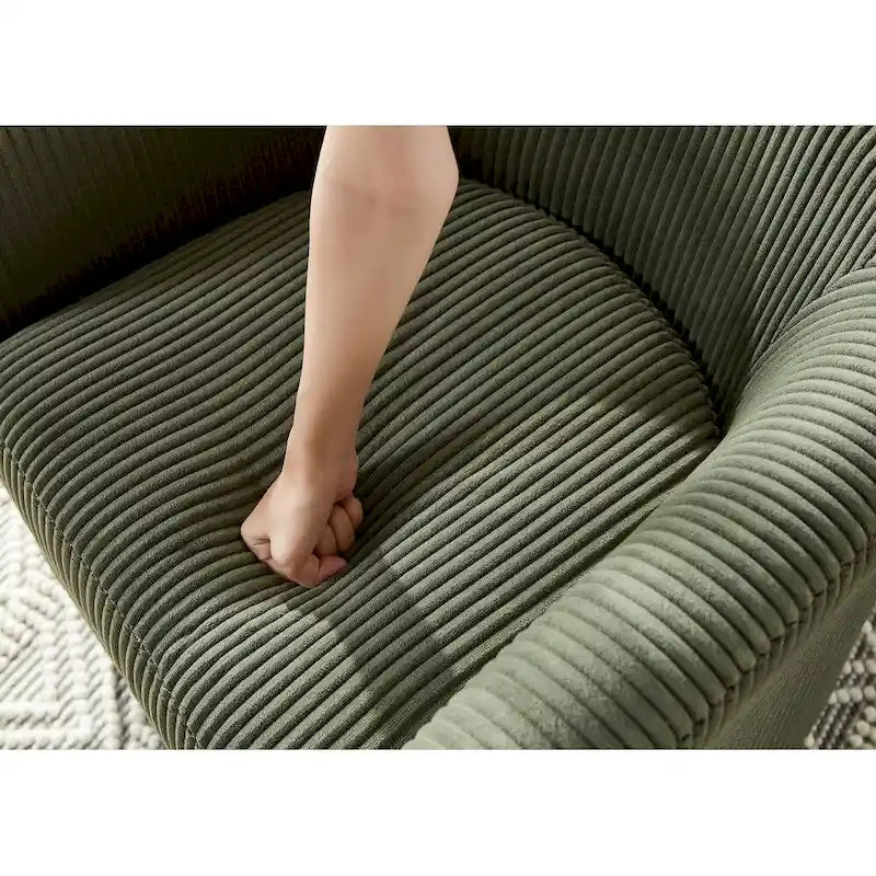Fauteuil une place en velours côtelé avec repose-pieds ottoman