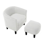 Fauteuil une place en velours côtelé avec repose-pieds ottoman
