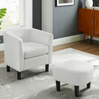 Fauteuil une place en velours côtelé avec repose-pieds ottoman