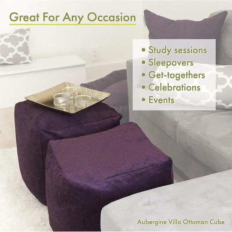 Pouf cube ottoman d'intérieur Charlie de Majestic Home Goods - Petit