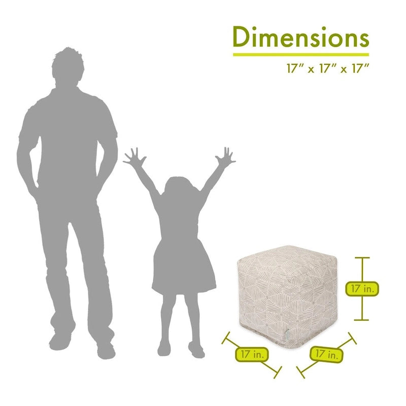 Pouf cube ottoman d'intérieur Charlie de Majestic Home Goods - Petit