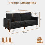 Canapé inclinable moderne en chenille de 210 cm (82,6 pouces) pour salon, canapé deux places, housse amovible avec port USB, installation facile