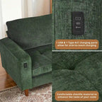 Canapé inclinable moderne en chenille de 210 cm (82,6 pouces) pour salon, canapé deux places, housse amovible avec port USB, installation facile