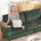 Canapé inclinable moderne en chenille de 210 cm (82,6 pouces) pour salon, canapé deux places, housse amovible avec port USB, installation facile