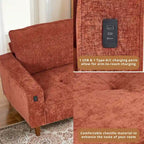 Canapé inclinable moderne en chenille de 210 cm (82,6 pouces) pour salon, canapé deux places, housse amovible avec port USB, installation facile