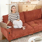 Canapé inclinable moderne en chenille de 210 cm (82,6 pouces) pour salon, canapé deux places, housse amovible avec port USB, installation facile