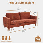 Canapé inclinable moderne en chenille de 210 cm (82,6 pouces) pour salon, canapé deux places, housse amovible avec port USB, installation facile