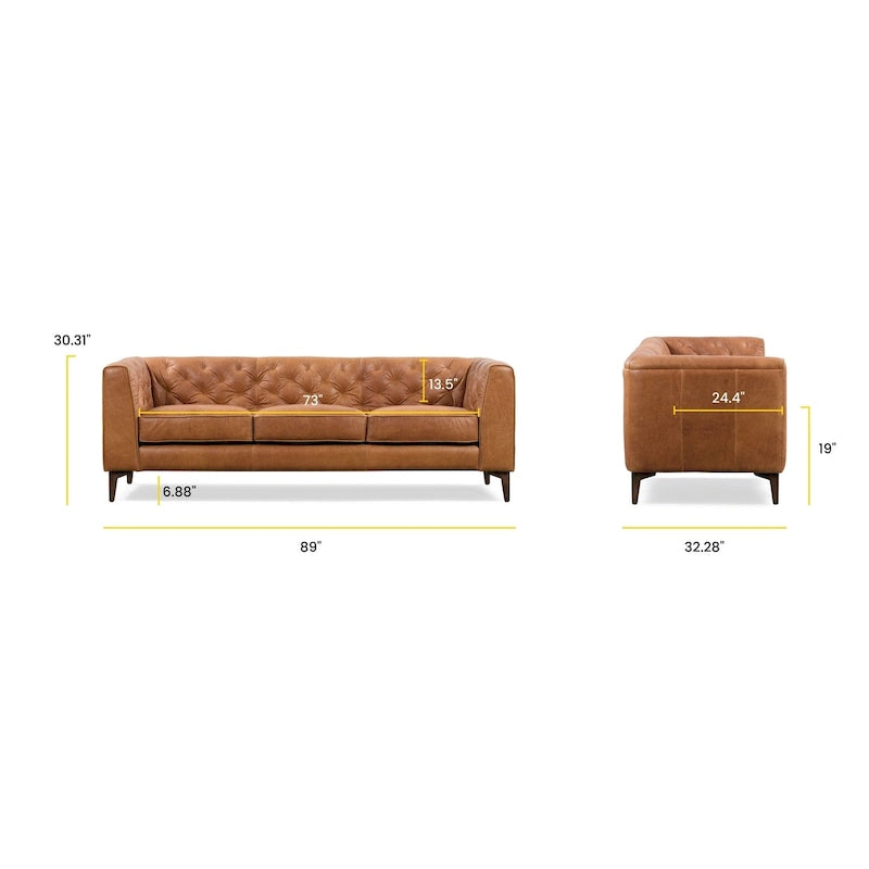 Canapé Essex 89 de Poly &amp; Bark - Cuir italien pleine fleur véritable