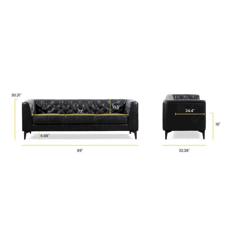 Canapé Essex 89 de Poly &amp; Bark - Cuir italien pleine fleur véritable