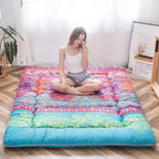 Matelas de sol bohème rétro, matelas futon japonais vintage à motifs floraux