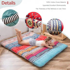 Matelas de sol bohème rétro, matelas futon japonais vintage à motifs floraux