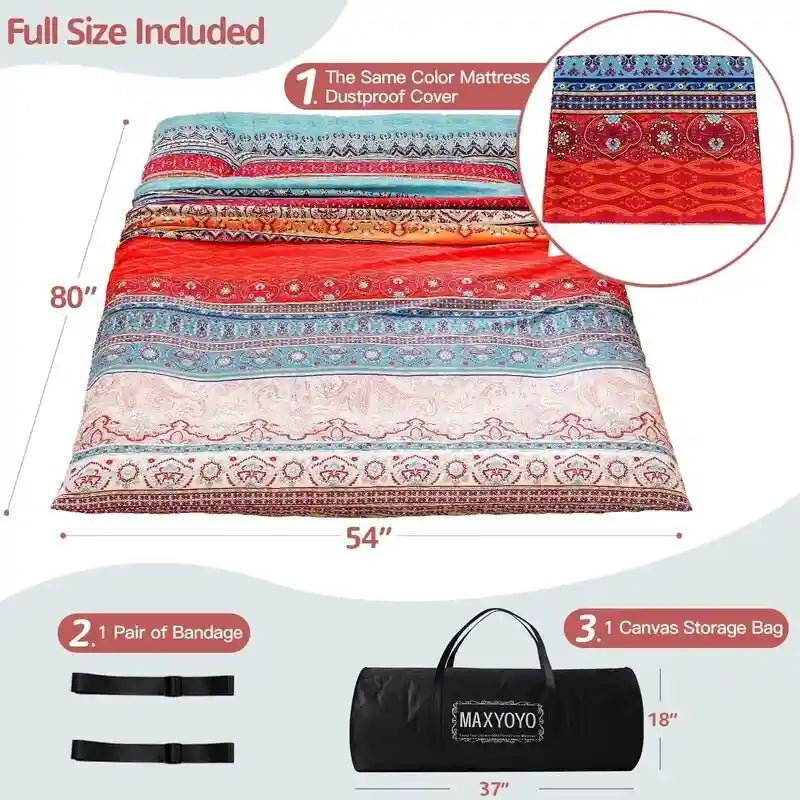 Matelas de sol bohème rétro, matelas futon japonais vintage à motifs floraux